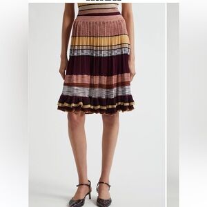 Ulla Johnson Burgundy and Yellow Striped Skater Skirt sundown